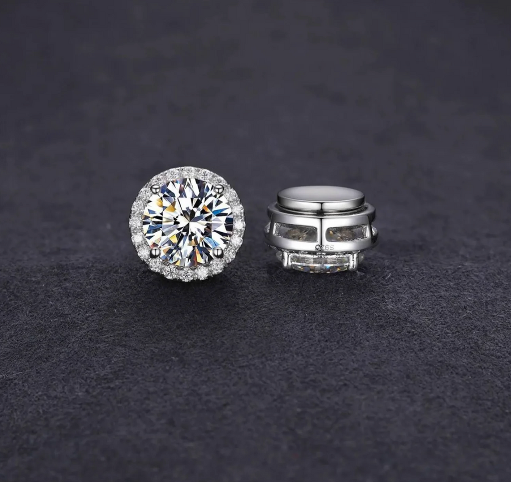 Moissanite Magnetic Halo Earrings