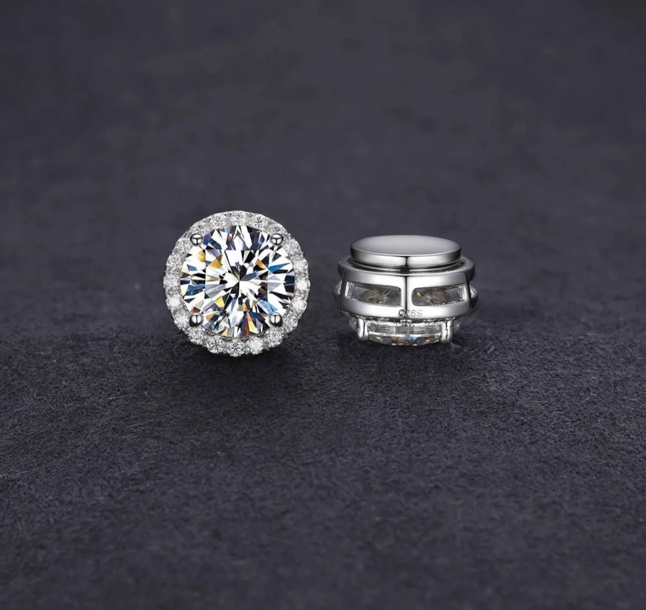 Moissanite Magnetic Halo Earrings