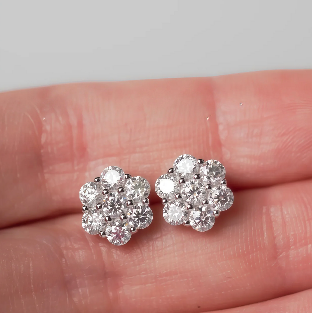 Moissanite Flower Earrings