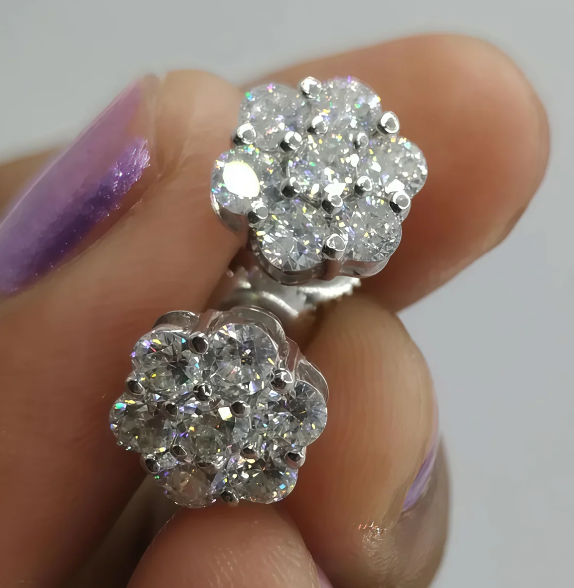 Moissanite Flower Earrings