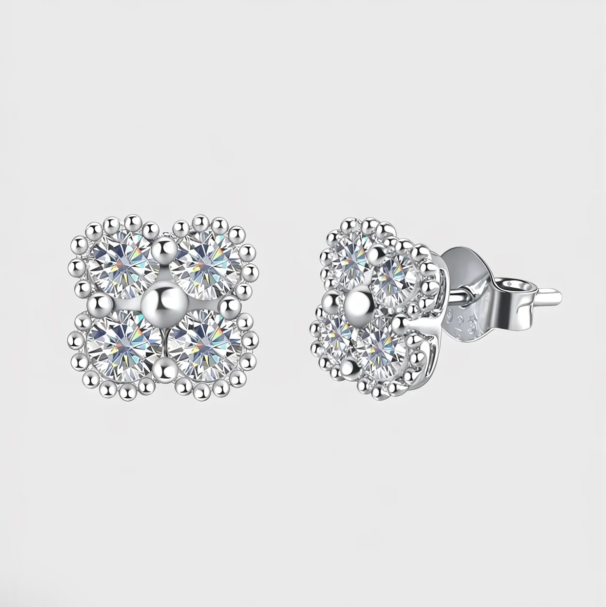 Moissanite Clover Earrings