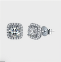 Square Moissanite Halo Earrings