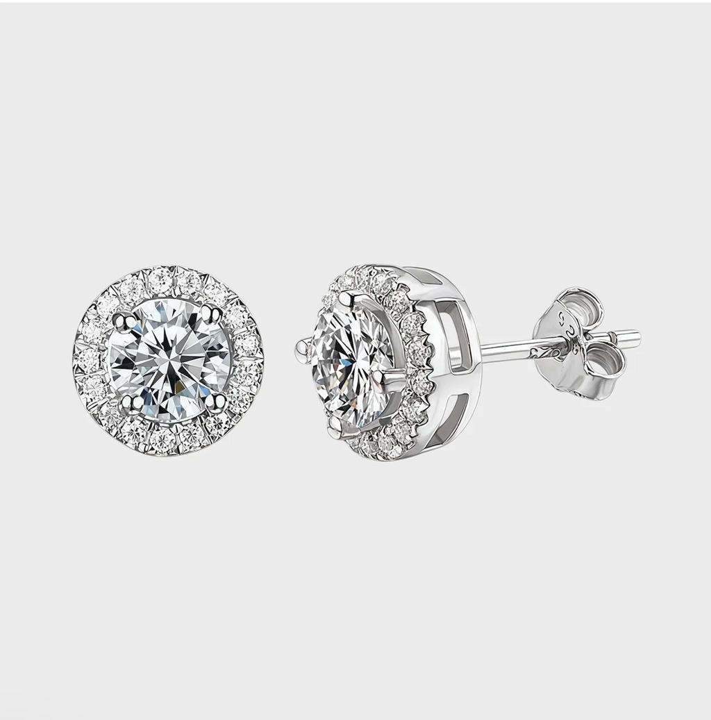Halo Moissanite Earrings