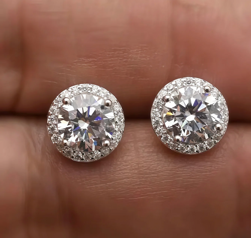 Halo Moissanite Earrings