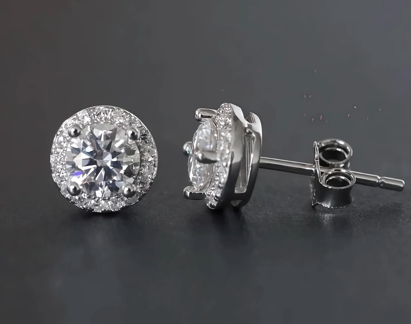 Halo Moissanite Earrings